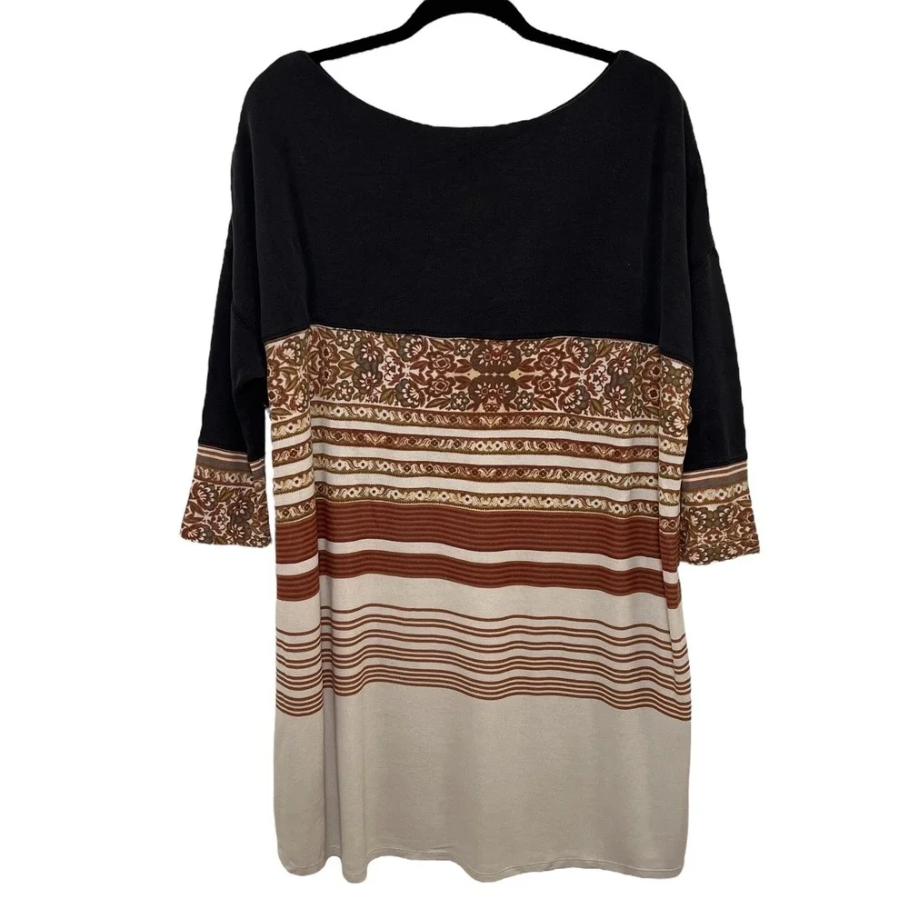 Free People Womens Tunic Dress Boho Bohemian Stripes Print‎ Block Size Medium